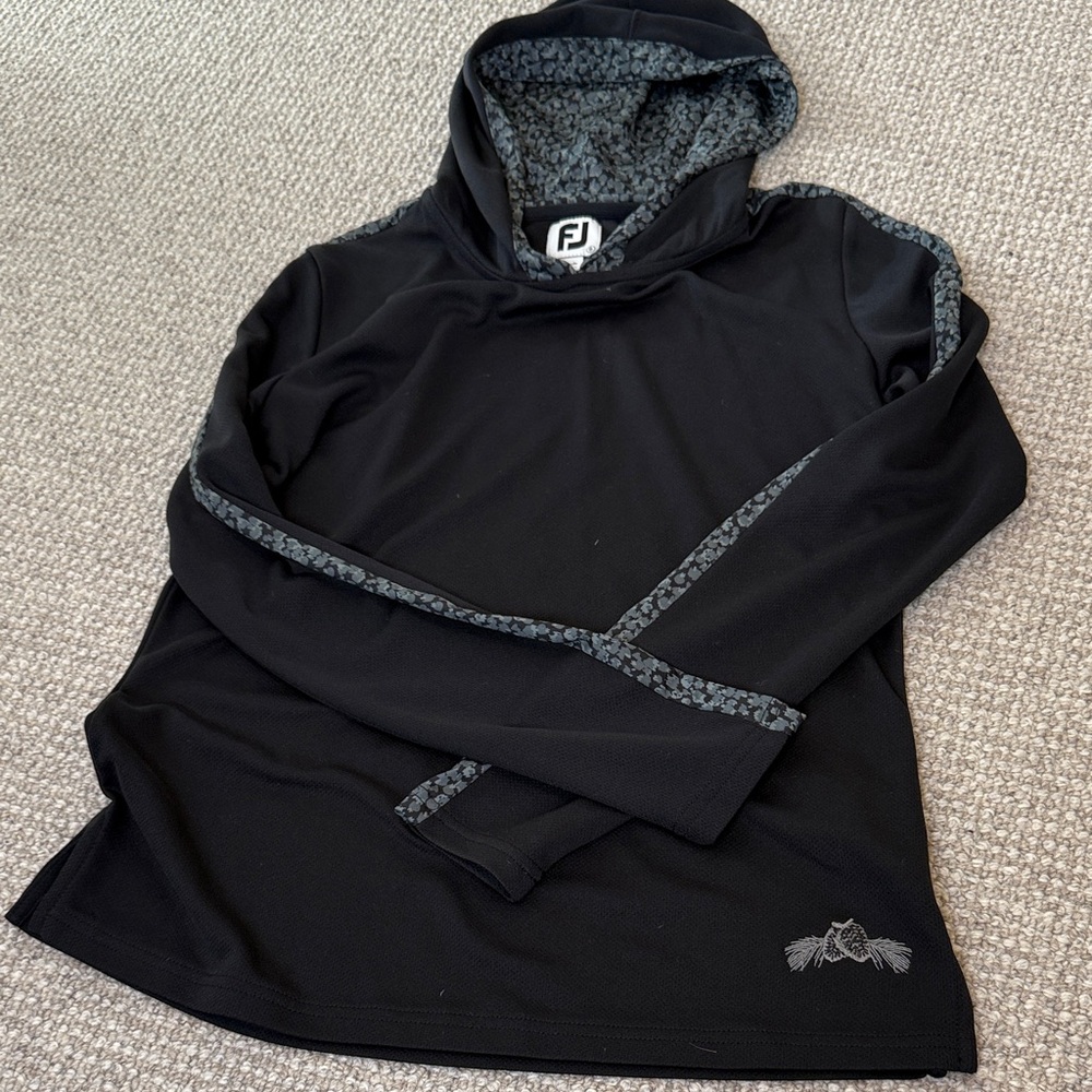 FootJoy Black Hooded Long Sleeve Women's Golf Top